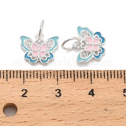925 Sterling Silver Enamel Pink and Sky Blue Butterfly Charms&nbsp;STER-P071-08S