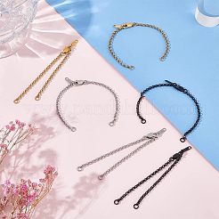 9Pcs 3 Colors Half Finished 304 Stainless Steel Rolo Chain Connector Bracelets Making&nbsp;STAS-UN0038-86