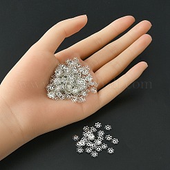 アイアン製ビーズキャップ  カドミウムフリー＆鉛フリー  花  マルチ花弁  銀  6x1mm  穴：1mm&nbsp;IFIN-YW0001-70S