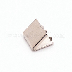 真鍮製カシメリボン止めエンドパーツ  圧着端のパーツ  正方形  プラチナ  6x6.5mm&nbsp;KK-WH0044-04A-P