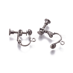 ラックメッキ真鍮ねじクリップオンイヤリングパーツ  スパイラルイヤークリップ  ガンメタ色  13x17x4.5mm  穴：1.6mm&nbsp;X-KK-P169-04B