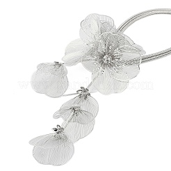 Flower Alloy Rhinestone Pendant Necklaces for Women&nbsp;NJEW-Z043-02P