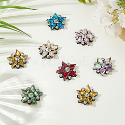 14色のラインストーンアイロン/縫い付けパッチ7個  布のアップリケ  花  ミックスカラー  31x32x8mm  2個/カラー&nbsp;DIY-HS0001-95