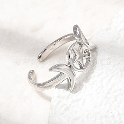 Brass Open Cuff Rings for Women&nbsp;RJEW-K322-01P