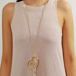 バレンタインデーのハート合金ペンダントワックスコードロングネックレス（女性用）  ゴールドカラー  34.25インチ（87cm）&nbsp;FS-WGFA3FD-01