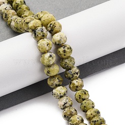 ナチュラルイエローターコイズ（ジャスパー）ビーズ連売り  多面カット  ロンデル  7.5~8x5.5~6mm  穴：1mm  約69個/連  15.16インチ（38.5cm）&nbsp;G-K380-A47-04