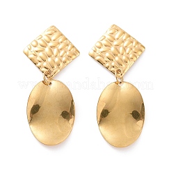 304 Stainless Steel Oval with Rhombus Dangle Stud Earrings for Women&nbsp;EJEW-G328-21