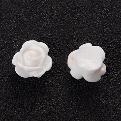 オペーク樹脂ビーズ  花バラ  ホワイト  9x7mm  穴：1mm&nbsp;CRES-B1029-A01