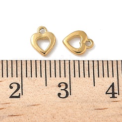 304ステンレススチールチャーム  ハートチャーム  ゴールドカラー  7x5.5x1.5mm  穴：0.9mm&nbsp;STAS-K306-16G