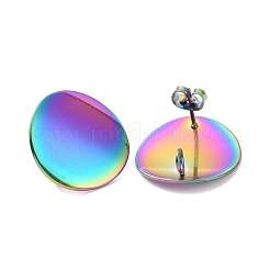 304ステンレススチールスタッドピアス金具  カン付き  カーブ  フラットラウンド  虹色  20mm  穴：3mm  ピン：0.8mm&nbsp;LS-STAS-Q231-06M