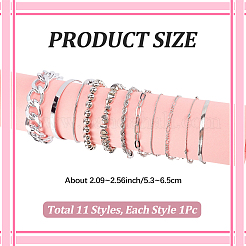 2セット2スタイルの合金チェーンブレスレットとバングルセット（女性用）  プラチナ  8.70インチ（22.1cm）  5個/セット&nbsp;BJEW-SP0001-34A