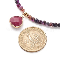 Teardrop Pendant Necklace with Round Beaded Chains&nbsp;NJEW-JN03921