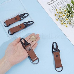 PUレザーベルトキーホルダー4個  車のキーキーホルダー  合金製キーリングとスナップ留め具付き  ブラック  サドルブラウン  115~130mm&nbsp;AJEW-PH0010-27B