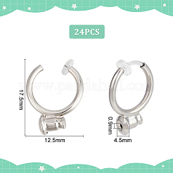 真鍮と樹脂のクリップ式イヤリング金具12組  クリップオンイヤリングコンバーター  プラチナ  17.5x12.5x4.5mm  ピン：0.9mm&nbsp;FIND-UN0002-42