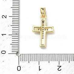 真鍮マイクロパヴェクリアキュービックジルコニアペンダント  クロスチャーム  16KGP本金メッキ  17.5x11x2.5mm  穴：4.5x3.5mm&nbsp;KK-P350-13C-G