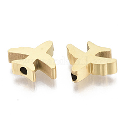 304ステンレススチールビーズ  飛行機  ゴールドカラー  11.5x13.5x3mm  穴：2mm&nbsp;X-STAS-S079-177G