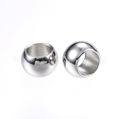 変色しにくい201ステンレススチールビーズ  大穴ビーズ  ロンデル  ステンレス鋼色  8x5mm  穴：5mm&nbsp;STAS-E147-25P