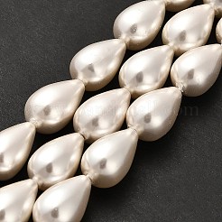 電気メッキシェルパールビーズ連売り  ティアドロップ  トウモロコシの穂の黄色  17x10.5mm  穴：0.9mm  約22個/連  15.91インチ（40.4cm）&nbsp;BSHE-G010-10x16mm-01