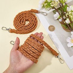 2個のイミテーションレザーツイスト編みコード携帯ストラップ  合金回転式ナスカン付き  プラチナ  シエナ  1170~1178mm&nbsp;FIND-CP0003-73A