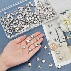 480個6スタイルccbプラスチックビーズ  楕円形と正方形  プラチナ  8~13x7~11x4~5.5mm  穴：1~1.5mm  80個/スタイル&nbsp;CCB-PH0001-22