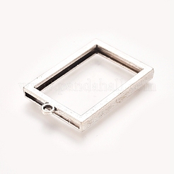 ラックメッキ合金フォトロケットペンダント  長方形  アンティークシルバー  37x24x4mm  穴：29x19mm&nbsp;PALLOY-WH0068-03AS