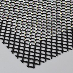 アイロン接着ポリエステルメッシュオーナメントアクセサリー  ラインストーン付き  ブラック  440x330x1.5mm&nbsp;DIY-WH0430-370B