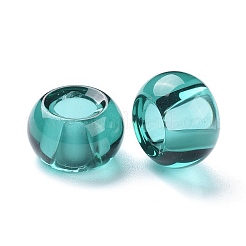 ガラスヨーロピアンビーズ  大穴ビーズ  ロンデル  ティール  14~15x10mm  穴：5~6.4mm&nbsp;GDA006-004