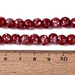 手作りランプワークビーズ連売り  斑点のある丸い  ファイヤーブリック  7.5~9mm  穴：0.8~1.4mm  約45~46個/連  12.60~13.58インチ（32~34.5cm）&nbsp;LAMP-N037-07H