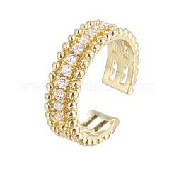 Brass Micro Pave Cubic Zirconia Cuff Open Rings&nbsp;WG3C068-01