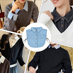 ポリエステルシャツ つけ襟  ネックライントリム DIY 衣服アクセサリー  空色  344x360x5.5mm&nbsp;DIY-WH20058-14A