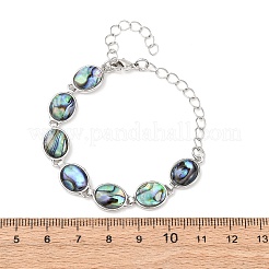 Brass Abalone Shell Link Bracelets&nbsp;BJEW-C126-01
