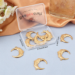ラックメッキ304ステンレススチールペンダント10個  花の月  18KGP本金メッキ  30x26.5x3mm  穴：2mm&nbsp;STAS-BBC0001-29