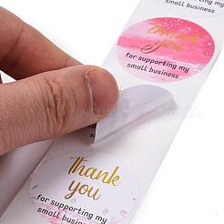 フラットラウンドい紙ありがとうステッカー  私の中小企業をサポートしてくれてありがとう  粘着ギフトタグラベルyoustickers  ピンク  7.3x4.15cm  500本/ロール。&nbsp;LS-DIY-C042-06
