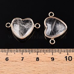 天然石と合成石のミックスラブハートペンダント  真鍮製のハートチャーム  ゴールドカラー  15.5x23x6mm  穴：1.8~2mm&nbsp;G-T138-205M-G