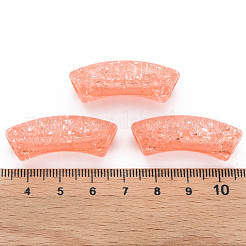 クリアクラックアクリルビーズ  カーブチューブ  ライトサーモン  35x11.5x13.5mm  穴：3.5mm  約148個/500g&nbsp;CACR-S009-001B-N52