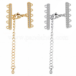 4 Sets 2 Colors Brass Micro Pave Cubic Zirconia Chain Extender&nbsp;ZIRC-BBC0023-64