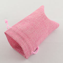 Polyester Imitation Burlap Packing Pouches Drawstring Bags&nbsp;ABAG-R004-14x10cm-M