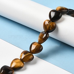 天然石タイガーアイビーズ連売り  ハート  15x16x7.5mm  穴：1mm  約12個/連  6.97''~7.09''（17.7~18センチメートル）&nbsp;G-K335-01E