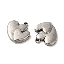 変色しないバレンタインデー 304 ステンレススチールペンダント  ハートチャーム  ステンレス鋼色  19x18x3mm  穴：0.8mm&nbsp;LS-STAS-E193-03P