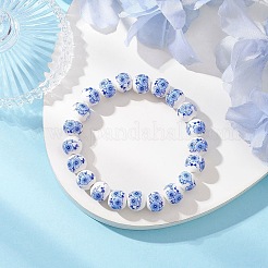 3Pcs 3 Colors Handmade Flower Printed Porcelain Ceramic Round Beads Stretch Bracelets for Women&nbsp;BJEW-JB12090