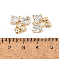 真鍮製マイクロパヴェキュービックジルコニアチャーム  蝶結び  18KGP本金メッキ  14x13x4mm  穴：1.4mm&nbsp;KK-C155-07G