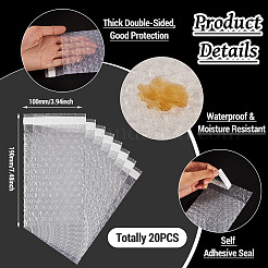 PEフィルムバブルバッグ  粘着式バブルメーラー  長方形  ホワイト  19x10x0.2cm&nbsp;ABAG-TAC0035-08C
