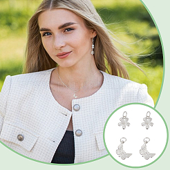 4Pcs 2 Shapes 925 Sterling Silver Pendants&nbsp;STER-UN0001-09
