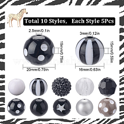 50Pcs 10 Style Halloween Theme Acrylic Beads&nbsp;SACR-SC0001-20
