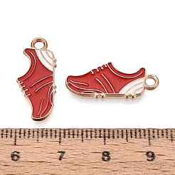 合金とエナメルのペンダント  靴チャーム  ゴールドカラー  ファイヤーブリック  22x9x1mm  穴：2mm&nbsp;ENAM-T021-51G