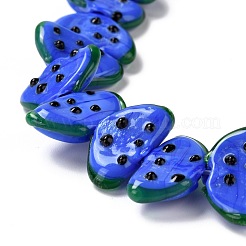 手作りランプワークビーズ連売り  フルーツ  ブルー  10x18.5x5mm  穴：1.6mm  約25個/連  9.76インチ（24.8cm）&nbsp;LAMP-I022-29H