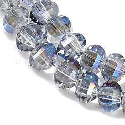 電気メッキ透明ガラスビーズ連売り  カボチャ  多面カット  ライトブルー  8x6mm  穴：1.2mm  約78~81個/連  18.50''（47センチメートル）&nbsp;EGLA-B011-08A-HR02