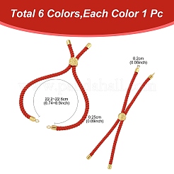 6色のツイストナイロンコードシルバーブレスレット6個  コネクターチャーム用のリンクブレスレット作り  長持ちするメッキの金色の真鍮コードエンドと合金の生命の樹が付いています。  ミックスカラー  8-3/4~8-7/8インチ（22.2~22.6cm）  穴：2mm  1pc /カラー&nbsp;DIY-FS0008-93