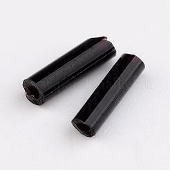 ガラス竹ビーズ  ブラック  直径約1.8mm  長さ6~8mm  穴：0.6mm  1250個/ 50g&nbsp;X-TSDB6MM49
