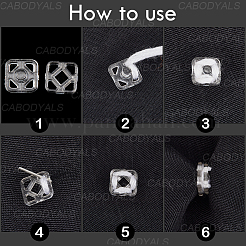プラスチックスナップボタン100組  衣服のボタン  ミシンアクセサリー  正方形  透明  7.5x7.5x3mm&nbsp;BUTT-CY0001-03
